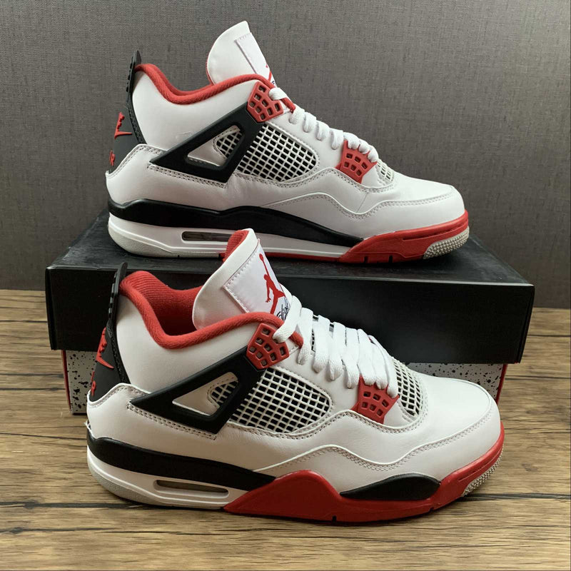 Nike Air Jordan 4 Retro - White / Fire Red - Black - Tech Grey