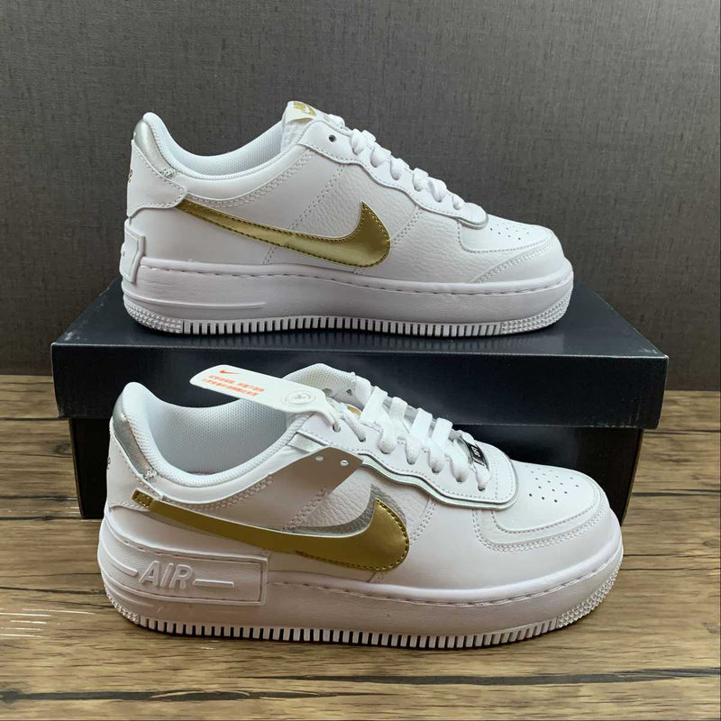 Nike Air Force 1 - Shadow - White / Metallic Gold