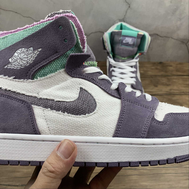 Nike Air Jordan 1 - Zoom Confort Tropical Twist - White / Grape Violet / Green