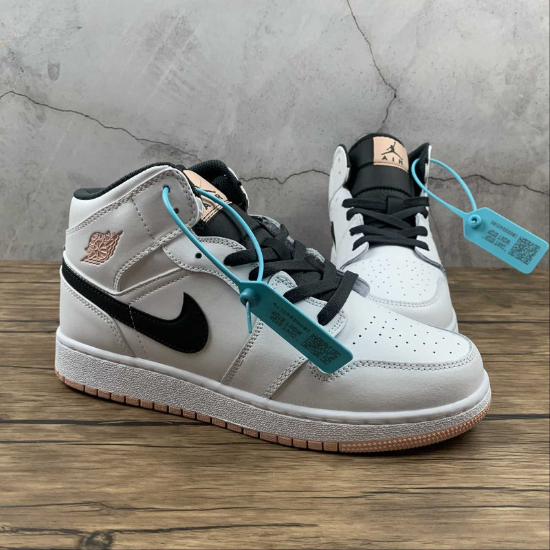 Nike Air Jordan 1 - MID GS - White / Anthracite - Arctic Orange