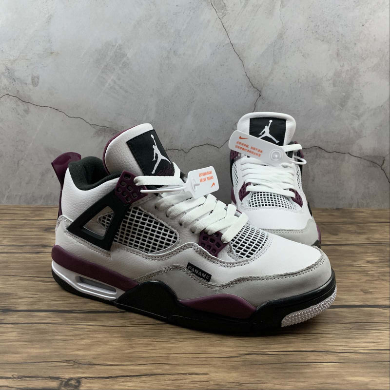 Nike Air Jordan 4 Retro PSG - White / Bourdeaux - Neutral Grey