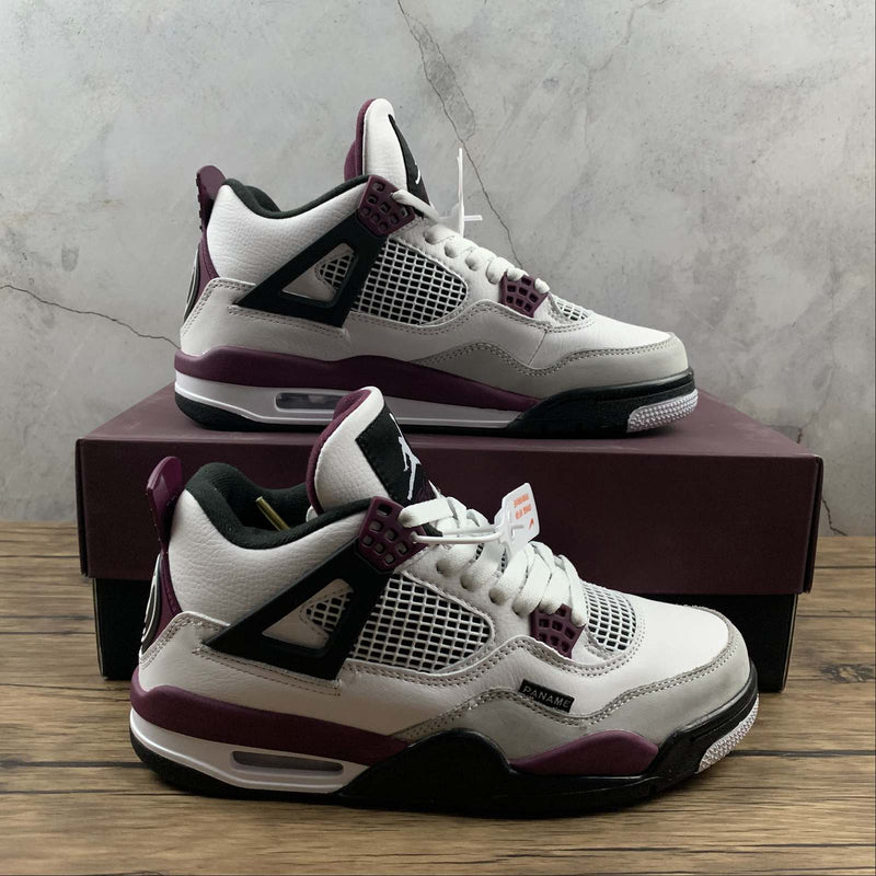 Nike Air Jordan 4 Retro PSG - White / Bourdeaux - Neutral Grey