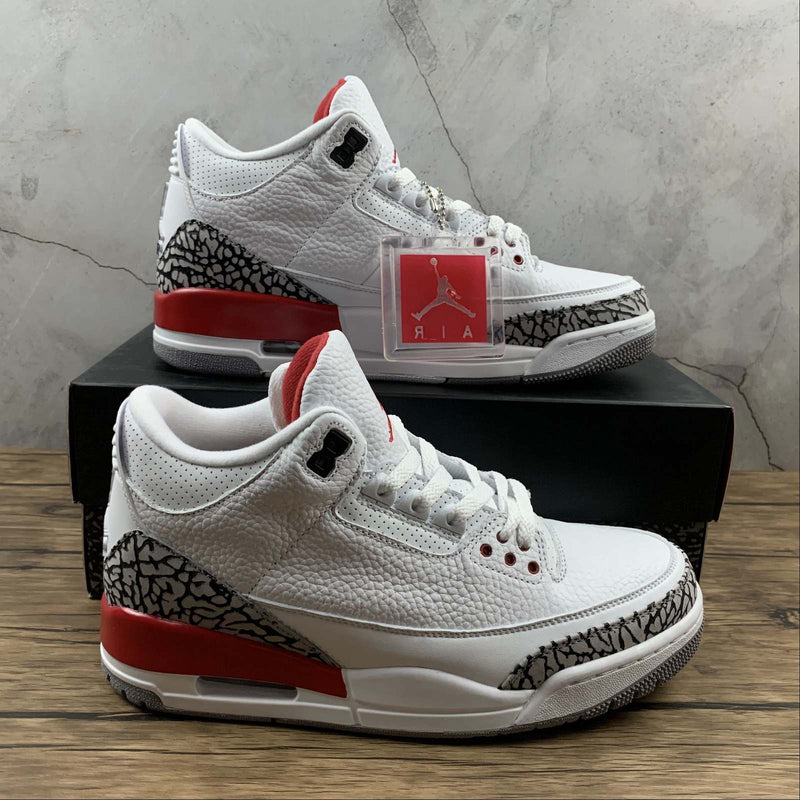 Nike Air Jordan 3 Retro - White / Fire Red - Cement Grey