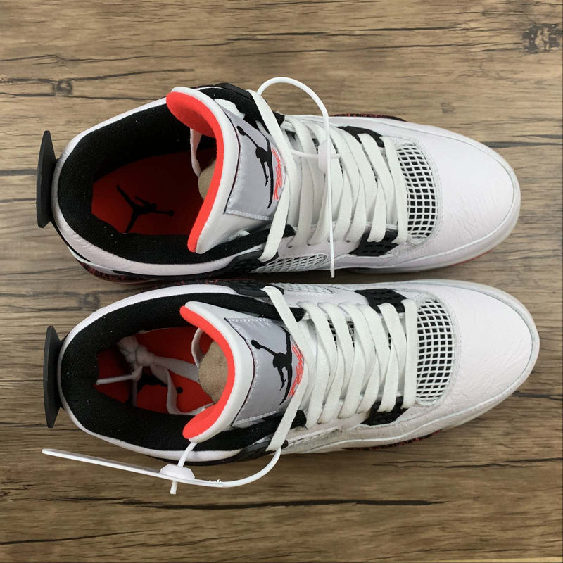 Nike Air Jordan 4 Retro - White / Black - Bright Crimson