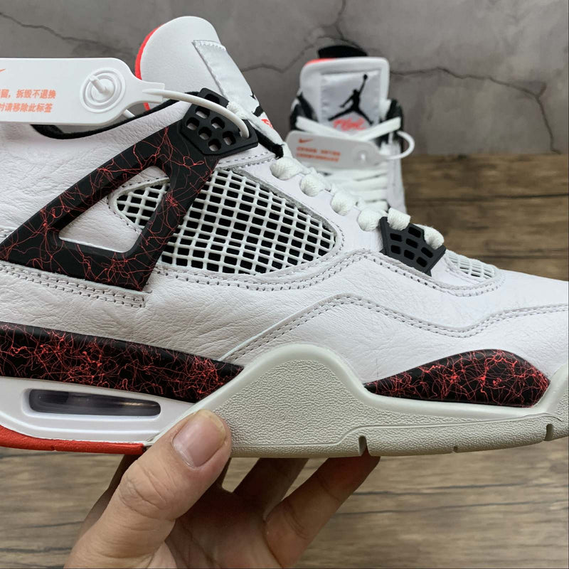 Nike Air Jordan 4 Retro - White / Black - Bright Crimson