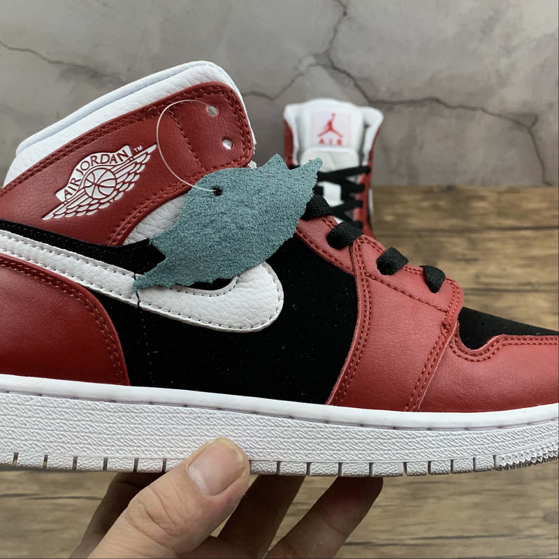 Nike Air Jordan 1 - MID GS - Black / University Red - White