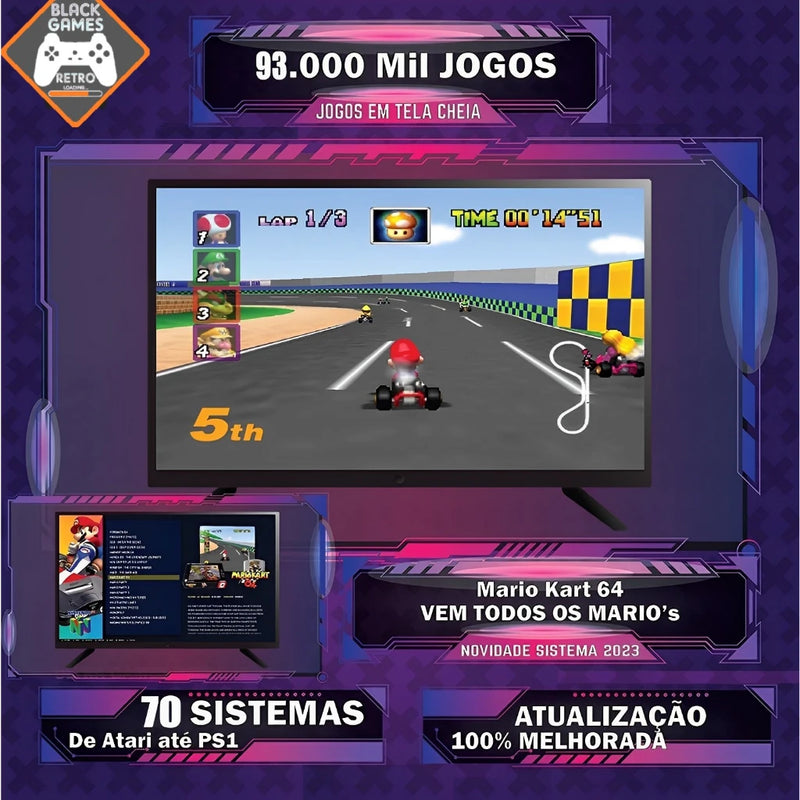 Video Game Retrô Elite 140.000 Jogos Classicos - 128GB + 2 Controles Wireless