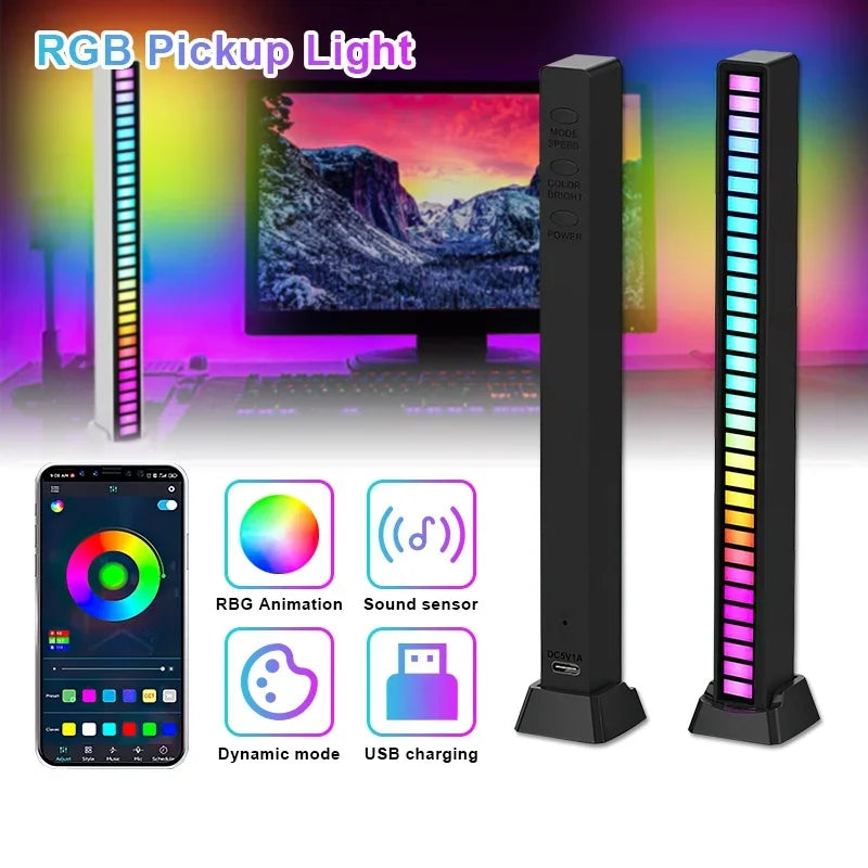 Barras De Led Sensor Rítmica Rgb Torre Musica Controle Som