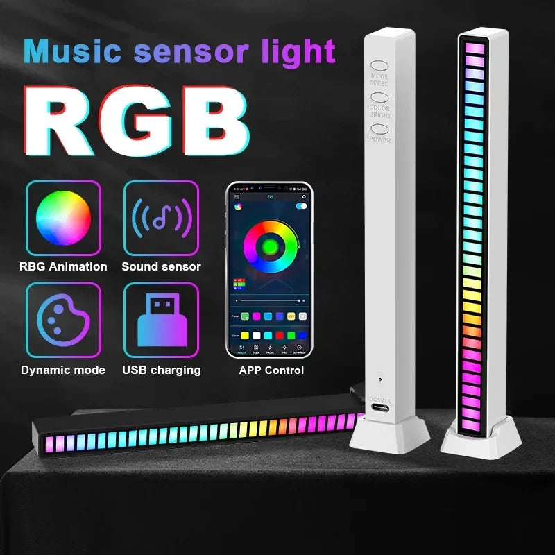 Barras De Led Sensor Rítmica Rgb Torre Musica Controle Som