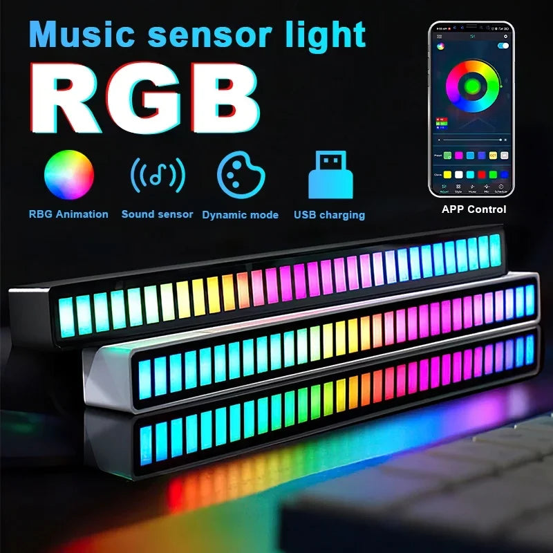 Barras De Led Sensor Rítmica Rgb Torre Musica Controle Som