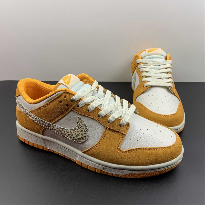 Nike Dunk Low - White / Orange / Safari Swoosh