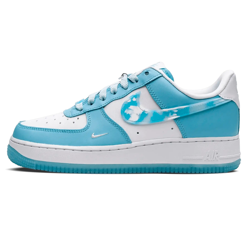 Tênis Air Force 1 Feminino "Nail Art" Azul / Branco