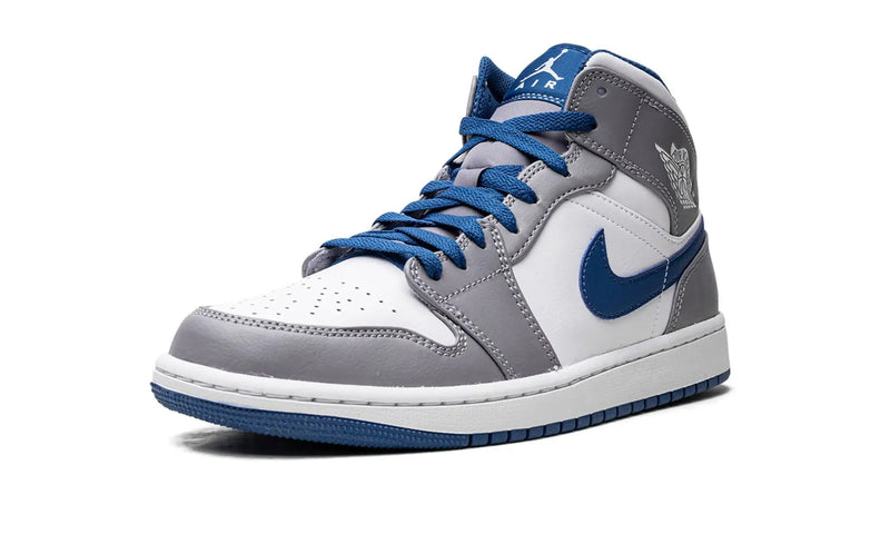 Tênis Air Jordan 1 Mid Masculino "True Blue" Cinza / Azul