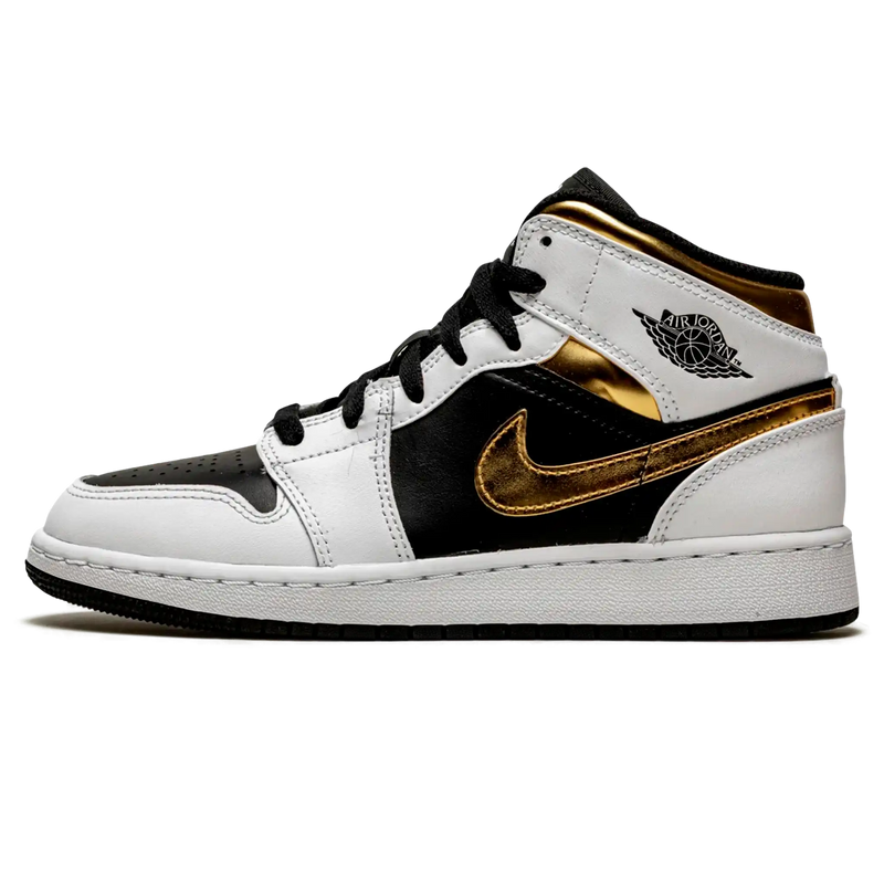 Tênis Air Jordan 1 Mid "White Gold" Branco / Dourado